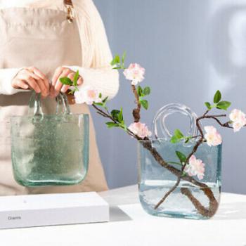 Muxing Glas Blumenvase Handtasche geformt klar Vase Aquarium